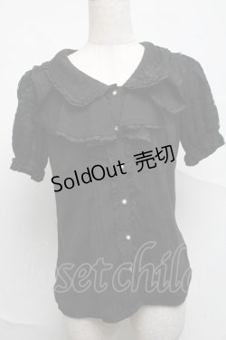 画像1: axes femme / フェミニンラッフルブラウス  黒 S-25-07-05-027-AX-BL-HR-ZS