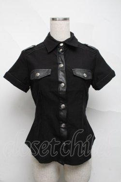 画像1: KILL STAR / スカルボタンシャツ  黒 S-25-07-05-028-SL-BL-AS-ZS