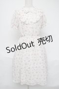 Honey Cinnamon / ブーケ柄シフォン半袖ワンピース  白ｘピンク S-25-07-05-033-LO-OP-HR-ZS