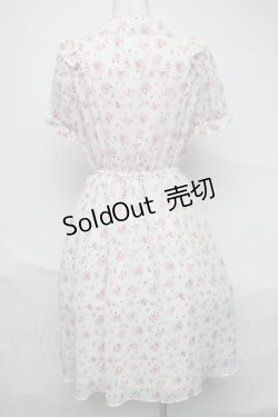 画像2: Honey Cinnamon / ブーケ柄シフォン半袖ワンピース  白ｘピンク S-25-07-05-033-LO-OP-HR-ZS