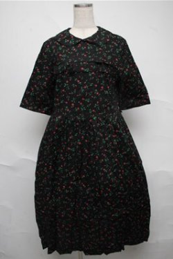 画像1: Jane Marple / リバティプリントワンピース  黒 S-25-07-06-047-JM-OP-AS-ZS