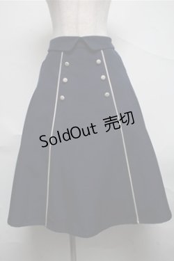 画像1: F i.n.t / ダブル釦配色タックスカート  紺 S-25-07-06-057-CA-SK-HR-ZS