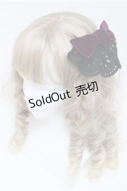 画像1: ATELIER　Ruby / ベロアリボンバレッタ  黒ｘ紫 S-25-07-06-013-EL-ZA-AS-ZS