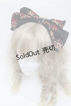 画像1: ALICE and the PIRATES / ワンダーラビットのマジカルトランプティーパーティ柄カチューシャ  黒 S-25-07-06-018-PA-AC-HR-ZS