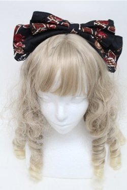 画像2: ALICE and the PIRATES / ワンダーラビットのマジカルトランプティーパーティ柄カチューシャ  黒 S-25-07-06-018-PA-AC-HR-ZS