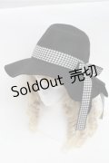 axes femme / 千鳥格子リボンハット  黒 S-25-07-06-021-AX-AC-HR-ZS