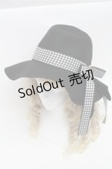 axes femme / 千鳥格子リボンハット  黒 S-25-07-06-021-AX-AC-HR-ZS