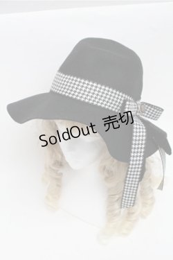 画像1: axes femme / 千鳥格子リボンハット  黒 S-25-07-06-021-AX-AC-HR-ZS