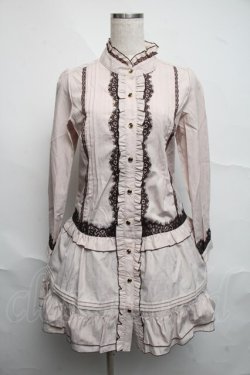 画像1: axes femme / レース使いストライプシャツワンピース  ベージュ S-25-07-07-023-AX-OP-HR-ZS