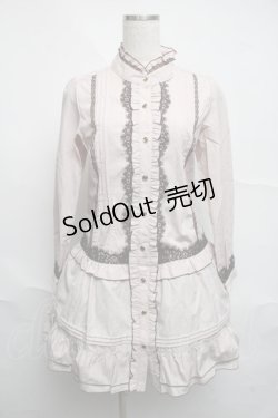 画像1: axes femme / レース使いストライプシャツワンピース  ベージュ S-25-07-07-023-AX-OP-HR-ZS