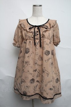 画像1: Fi.n.t / 天使柄シフォンワンピース  ベージュ S-25-07-07-024-CA-OP-HR-ZS