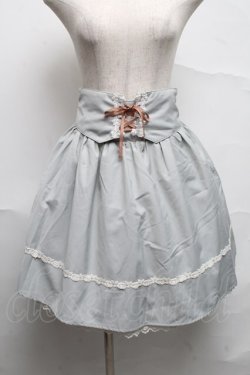 画像1: Amavel / バラレース編み上げスカート  サックス S-25-07-07-045-CA-SK-HR-ZS