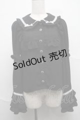 Ank Rouge / ひめ袖はしごリボンブラウス  黒ｘ白 S-25-07-10-032-CA-BL-HR-ZS