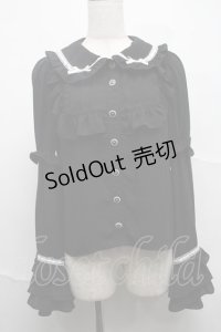 Ank Rouge / ひめ袖はしごリボンブラウス  黒ｘ白 S-25-07-10-032-CA-BL-HR-ZS