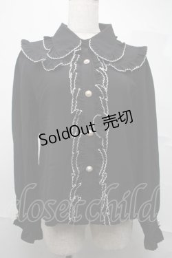 画像1: Rojita / ピコレースフリルブラウス  黒 S-25-07-10-033-LO-BL-HR-ZS