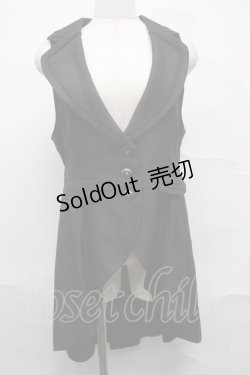 画像1: axes femme POETIQUE / フィッシュテールロングベスト  黒 S-25-07-10-034-AX-TO-HR-ZS