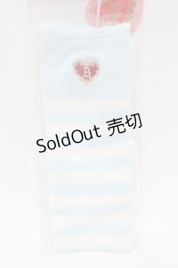 BABY,THE STARS SHINE BRIGHT / プリンセスドロップ刺繍ボーダーオーバーニーソックス  サックスｘ白 S-25-07-10-003-BA-ZA-HR-ZS