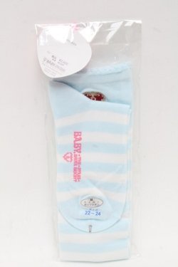 画像2: BABY,THE STARS SHINE BRIGHT / プリンセスドロップ刺繍ボーダーオーバーニーソックス  サックスｘ白 S-25-07-10-003-BA-ZA-HR-ZS
