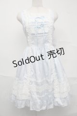 BABY,THE STARS SHINE BRIGHT / レースフリルジャンパースカート  サックス S-25-07-10-041-BA-OP-HR-ZS