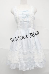 BABY,THE STARS SHINE BRIGHT / レースフリルジャンパースカート  サックス S-25-07-10-041-BA-OP-HR-ZS