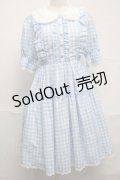 axes femme kawaii / ギンガムチェック柄ワンピース  サックスｘ白 S-25-07-10-043-AX-OP-HR-ZS