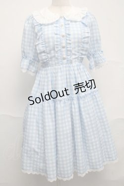 画像1: axes femme kawaii / ギンガムチェック柄ワンピース  サックスｘ白 S-25-07-10-043-AX-OP-HR-ZS