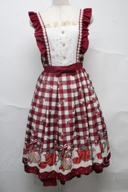 画像1: axes femme kawaii / ベリーズピクニックジャンパースカート  ワイン S-25-07-10-052-AX-OP-HR-ZS