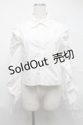 pain / 袖ギャザーブラウス  白 S-25-07-10-023-LO-TO-HR-ZS