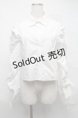 pain / 袖ギャザーブラウス  白 S-25-07-10-023-LO-TO-HR-ZS