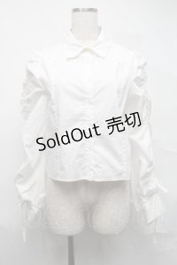 pain / 袖ギャザーブラウス  白 S-25-07-10-023-LO-TO-HR-ZS
