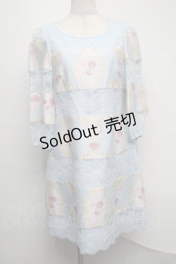 画像1: JESUS DIAMANTE / バロックガールワンピース 42 新オーナメント柄サックス S-25-07-13-052-JE-OP-SZ-ZT490