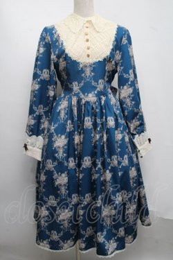 画像1: Miss Point / アンティークフラワーウォールワンピース  ブルー S-25-07-13-055-LO-OP-HR-ZS