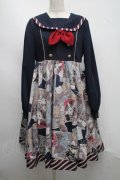 To Alice / うさぎプリントワンピース  紺 S-25-07-13-056-LO-OP-HR-ZS
