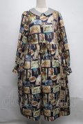 Perla nell' ostrica / ヴィンテージキャット襟付ワンピース M ネイビー S-25-07-13-058-EL-OP-SZ-ZS