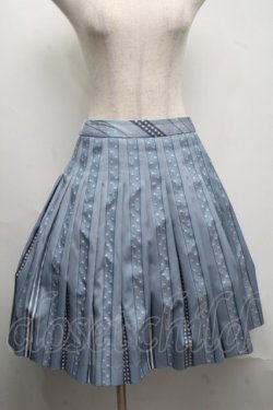 画像1: Jane Marple / Ribbon jacquard stripe 2Faceスカート  ブルーグレイ S-25-07-13-068-JM-SK-HR-ZT051