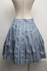 画像2: Jane Marple / Ribbon jacquard stripe 2Faceスカート  ブルーグレイ S-25-07-13-068-JM-SK-HR-ZT051 (2)