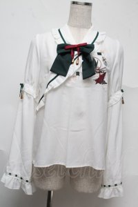 Amavel / 千代紙あそびの折鶴ブラウス  白ｘグリーン S-25-07-13-011-CA-BL-AS-ZS