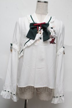 画像1: Amavel / 千代紙あそびの折鶴ブラウス  白ｘグリーン S-25-07-13-011-CA-BL-AS-ZS