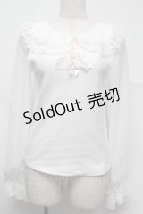 BABY,THE STARS SHINE BRIGHT / リボンパールプルオーバー  白 S-25-07-13-013-BA-TO-AS-ZS