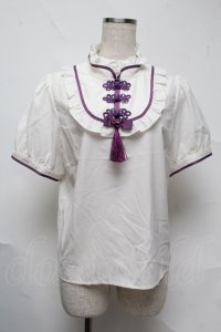 Amavel / チャイナモチーフスクエアヨーク切替ブラウス  白 S-25-07-13-016-CA-BL-HR-ZS