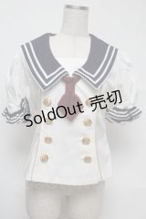 metamorphose / セーラーブラウス  白ｘ紺ｘワイン S-25-07-13-027-ME-BL-AS-ZS