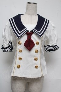 metamorphose / セーラーブラウス  白ｘ紺ｘワイン S-25-07-13-027-ME-BL-AS-ZS