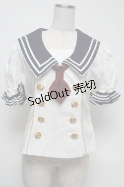 画像1: metamorphose / セーラーブラウス  白ｘ紺ｘワイン S-25-07-13-027-ME-BL-AS-ZS