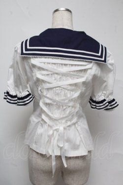 画像2: metamorphose / セーラーブラウス  白ｘ紺ｘワイン S-25-07-13-027-ME-BL-AS-ZS