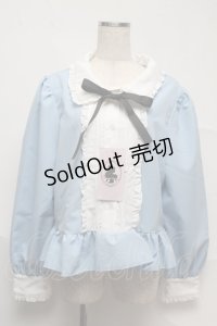 Cherirulu Chocola / マルエリシャツブラウス 3L サックス S-25-07-13-030-LO-BL-HR-ZS
