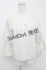 axes femme / ベルト付きストライプブラウス  キナリ S-25-07-14-036-AX-BL-HR-ZS
