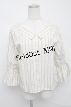 画像1: axes femme / ベルト付きストライプブラウス  キナリ S-25-07-14-036-AX-BL-HR-ZS