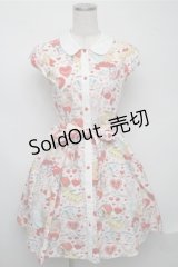 Shirley Temple / アンティークハートフルシャツワンピース 160 白ｘ赤 S-25-07-14-042-ET-OP-AS-ZS