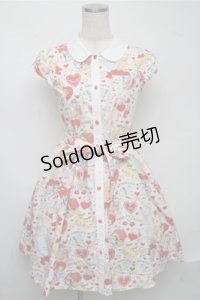 Shirley Temple / アンティークハートフルシャツワンピース 160 白ｘ赤 S-25-07-14-042-ET-OP-AS-ZS