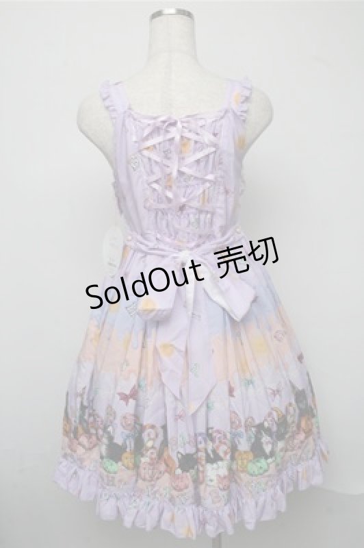 画像2: BABY,THE STARS SHINE BRIGHT / Soiree Au Chat Noir柄お星さまジャンパースカート  ラベンダー S-25-07-14-052-BA-OP-HR-ZS (2)